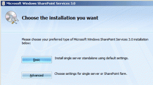 SharePoint - select Advanced Install