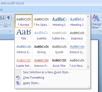 Choosing a style in Microsoft Word